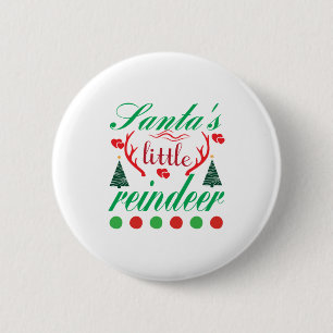 Merry Xmas Santas Little Reindeer Button