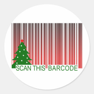 MERRY XMAS : Scannen Sie diesen Strichcode Runder Aufkleber