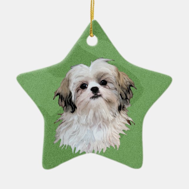 Merry Xmas Shih Tzu Keramikornament (Vorne)