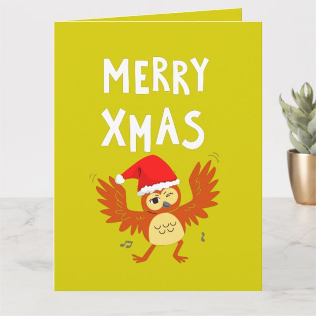 Merry Xmas tanzendes Owl Karte (Kleine Pflanze)