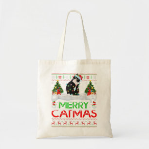 Merry Xmas Tree Lights Santa Ugly Black Cat Christ Tragetasche