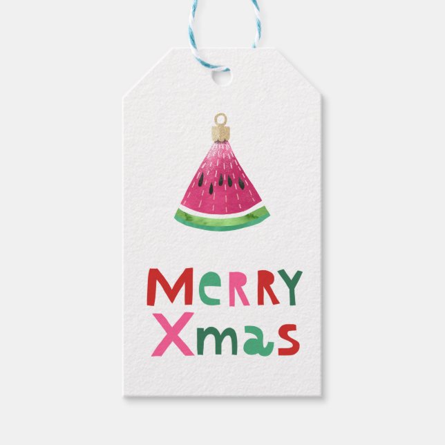 Merry Xmas Tropical Christmas Watermelon Geschenk  Geschenkanhänger (Vorderseite)