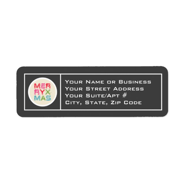 Merry Xmas Typografie-Rücksendeadressen-Aufkleber (Vorne)