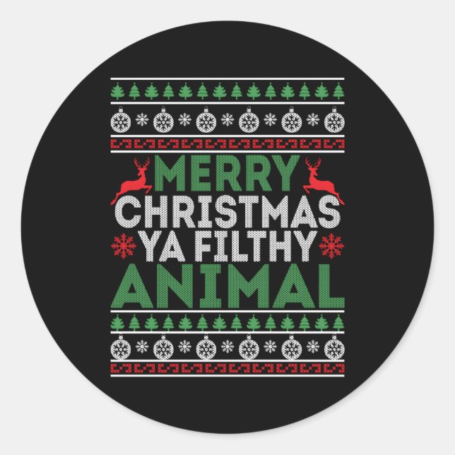 Merry Ya-Filthy Animal Pajama Runder Aufkleber (Vorderseite)
