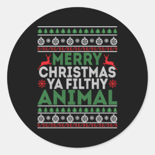 Merry Ya-Filthy Animal Pajama Runder Aufkleber