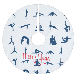 Merry Yoga Silhouette Yoga Posen Thunder_Cove Polyester Weihnachtsbaumdecke
