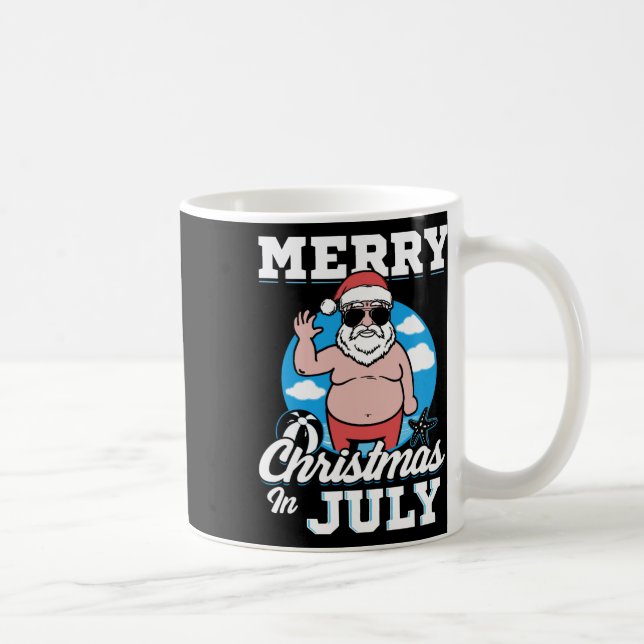 Merrychristmas In July Funny Santa  Kaffeetasse (Rechts)