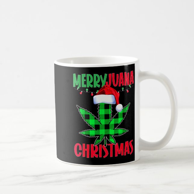 Merryjuana Weed Leaf Funny Christmas Pajama X-mas  Kaffeetasse (Rechts)
