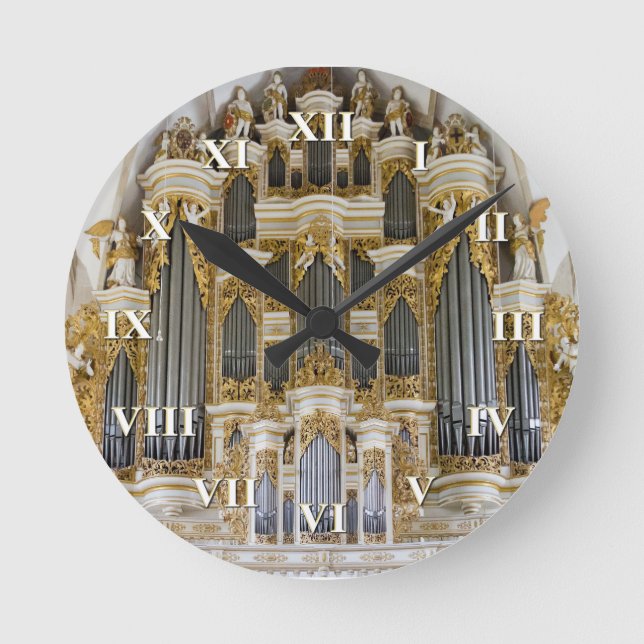 Merseburg pipe organ clock with roman numerals runde wanduhr (Vorderseite)