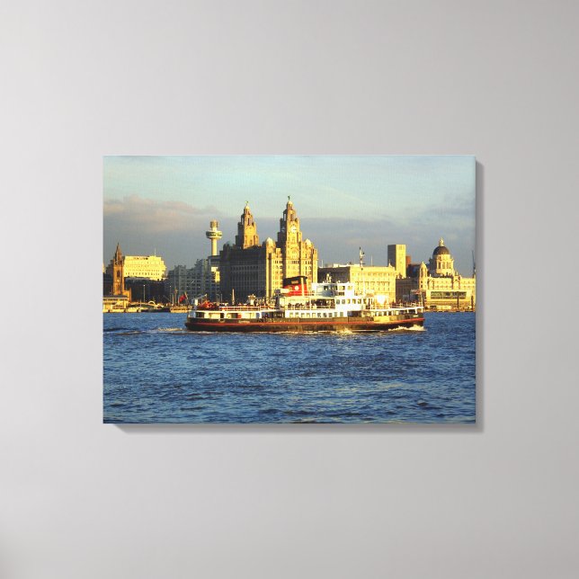 Mersey Ferry & Liverpool Wasserfront Leinwanddruck (Vorderseite)