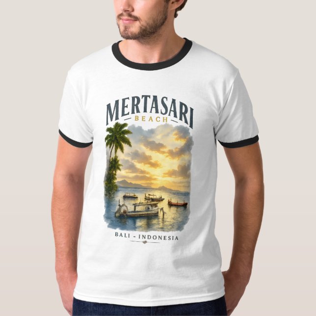Mertasari Beach Bali Basic Ringel T-Shirt (Vorderseite)