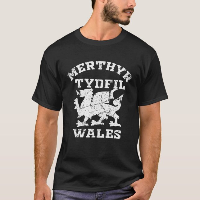 Merthyr Tydfil Men Women Kids Students Welsh Drago T-Shirt (Vorderseite)