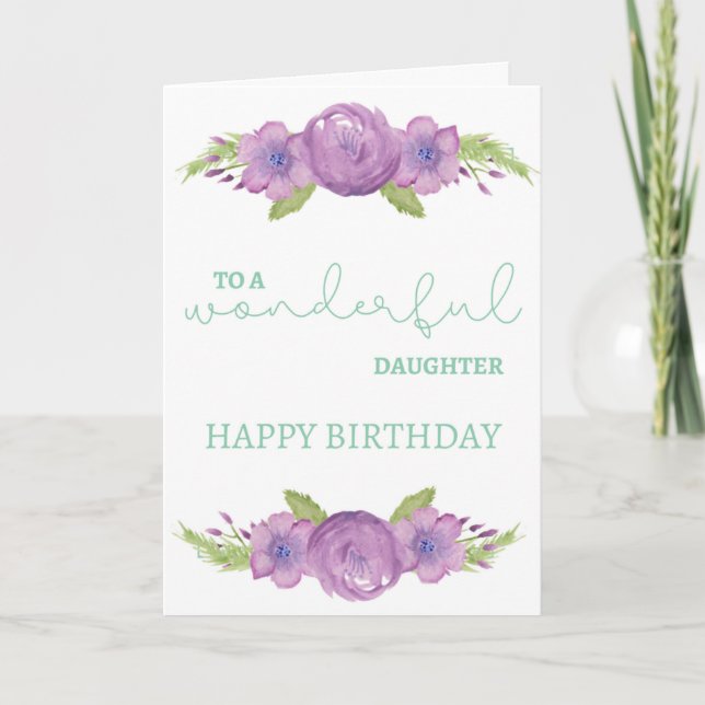 Merveilleuse carte d'anniversaire fille - Fleurs v (Devant)