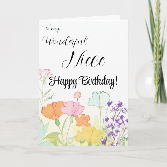 Merveilleuse carte nièce pour l'anniversaire de la (Devant)