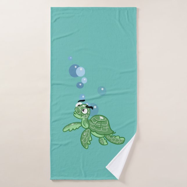 Merveilleuse tortue marine caricaturale (Serviette de bain)