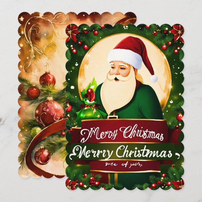 Mery Christmas Grußkarte Feiertagskarte (Vorne/Hinten)