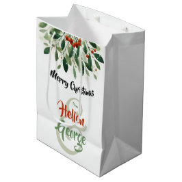 Mery Christmas Mistletoe Personalisiert Mittlere Geschenktüte