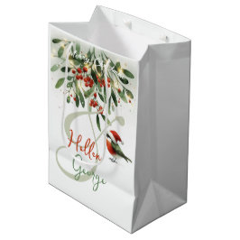 Mery Christmas Robin Mistletoe Personalisiert Mittlere Geschenktüte