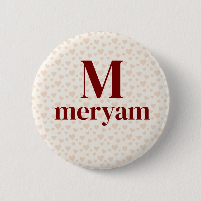 Meryam Monogram mit dem Hintergrundert-Abzeichen f Button (Vorderseite)