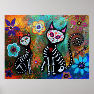 MES CHATS DIA DE LOS MUERTOS POSTERS