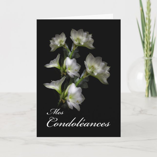 Mes Condoléances, französisches Beileid, weiße Karte (Vorderseite)