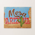Mesa Arizona Cartoon Desert Vintage Travel<br><div class="desc">Mesa Arizona neo Vintage Reisedesign in lustigen Cartoon Retro-Stil mit Wüste,  Kakteen und Felsen. Blau,  braun und rot mit grünen Kakteen.</div>
