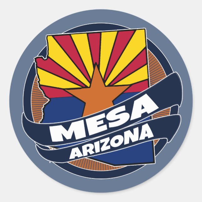 Mesa Arizona Fahne platzte rund Aufkleber (Vorderseite)