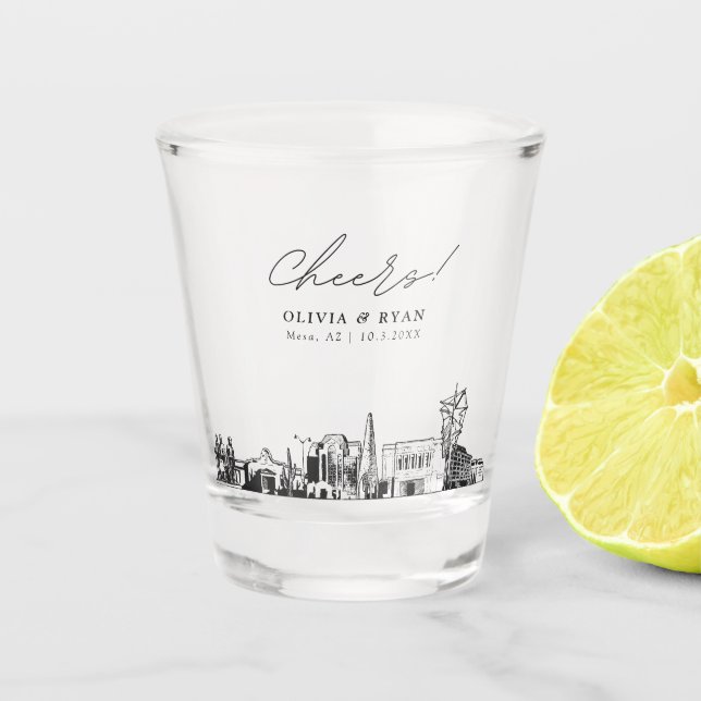 Mesa Arizona Gastgeschenk Hochzeit Cheers Shot Gla Schnapsglas (Vorderseite)