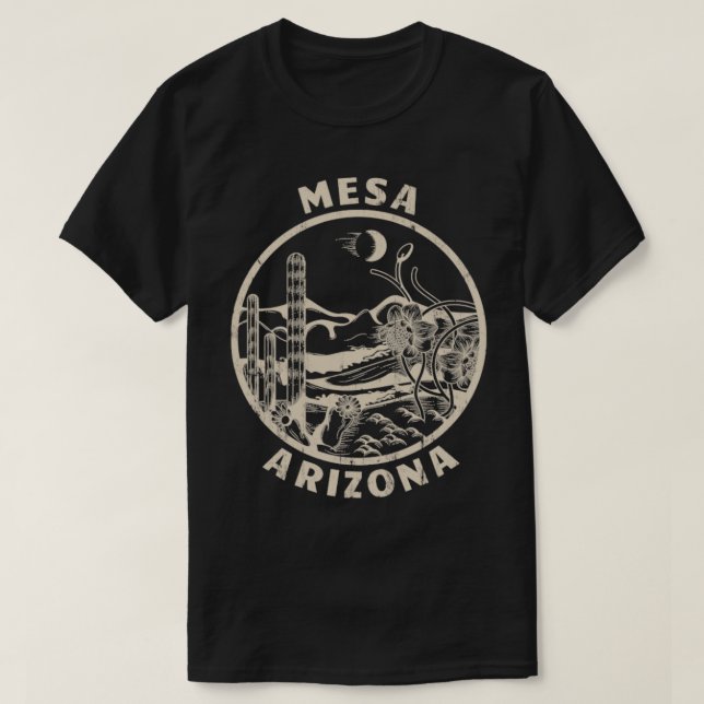 Mesa Arizona Linocut Desert Illustratio T-Shirt (Design vorne)