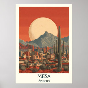 Mesa Arizona Retro Travel Poster   Vintage Wüste