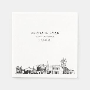 Mesa Arizona Skyline Wedding Paper Cocktail Napkin Serviette