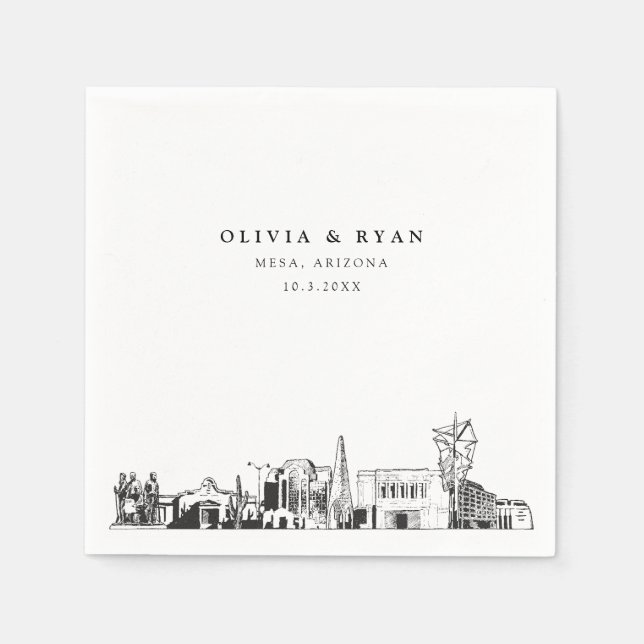 Mesa Arizona Skyline Wedding Paper Cocktail Napkin Serviette (Vorderseite)