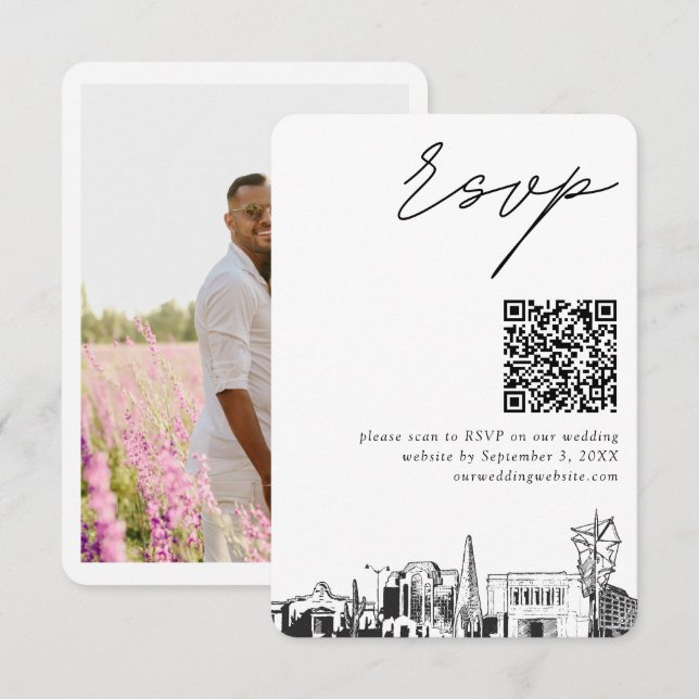 Mesa Arizona Wedding RSVP QR Code Small Begleitkarte (Vorne/Hinten)
