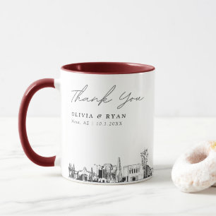 Mesa Skyline Sketch Simple Custom Wedding Tasse