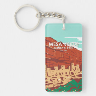 Mesa Verde Nationalpark Colorado Farbige Vintage-A Schlüsselanhänger