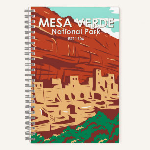 Mesa Verde Nationalpark Colorado Farbige Vintage Notizbuch