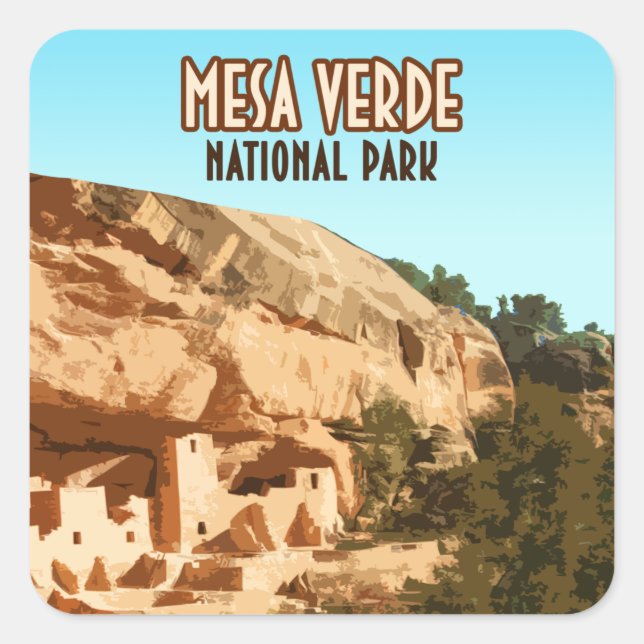 Mesa Verde Nationalpark Colorado Quadratischer Aufkleber (Vorderseite)