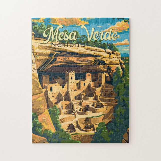 Mesa Verde Nationalpark Illustration Kunst, Dichtu (Vertikal)