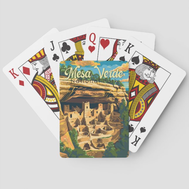 Mesa Verde Nationalpark Illustration Kunst, Dichtu Spielkarten (Rückseite)
