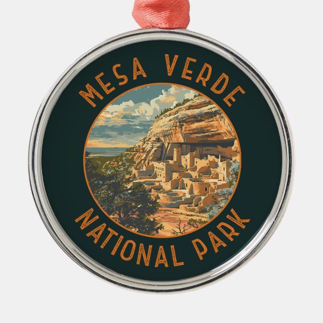 Mesa Verde Nationalpark Retro Distressed Circle Ornament Aus Metall (Vorne)