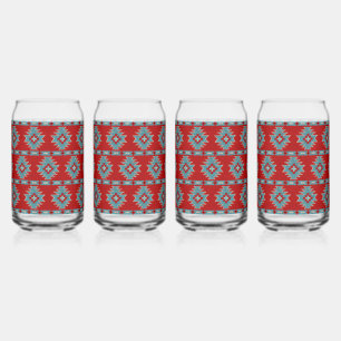 Mesas sud-ouest motif géométrique rouge et turquoi