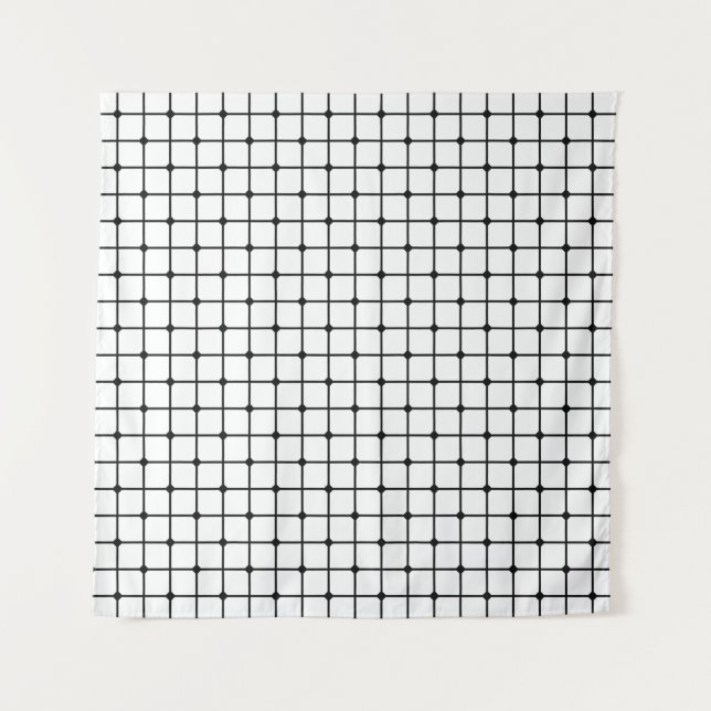 Mesh pattern monochrome geometric wandteppich (Vorderseite)