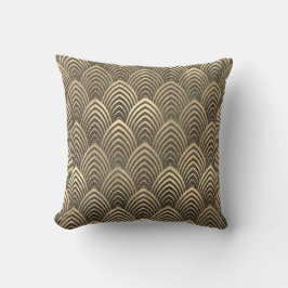 Mesh Sepia Gold Schwarz Art Deco Seashells Scales Kissen