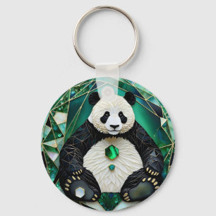 Mesmerisieren geometrischer Panda Schlüsselanhänger