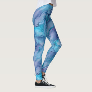 Mesmerisieren von blauen und Lila Cremes Fluid Pat Leggings