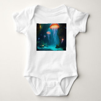 Mesmerizing Jellyfish T-Shirt - Dark Background Ar Baby Strampler