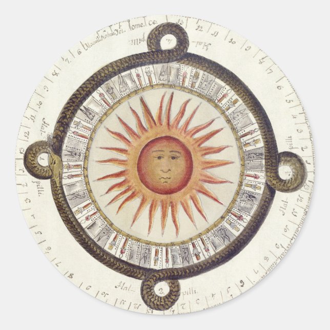 Mesoamerikanischer Kalender Runder Aufkleber (Vorderseite)