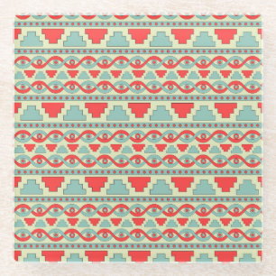 Mesopotamian Stamm: Nahtloses ethnisches Design. Glasuntersetzer