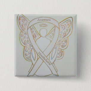 Mesotheliom Awareness Ribbon Angel Button