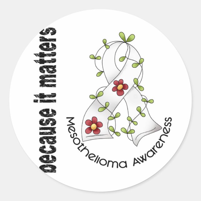 Mesotheliom Blume Ribbon 3 Runder Aufkleber (Vorderseite)